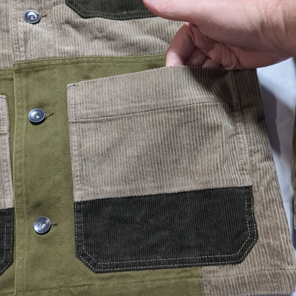OUIGI THEODORE x SUN STONE Patchwork Brown Corduroy Green Denim Small Jacket - Picture 7 of 15